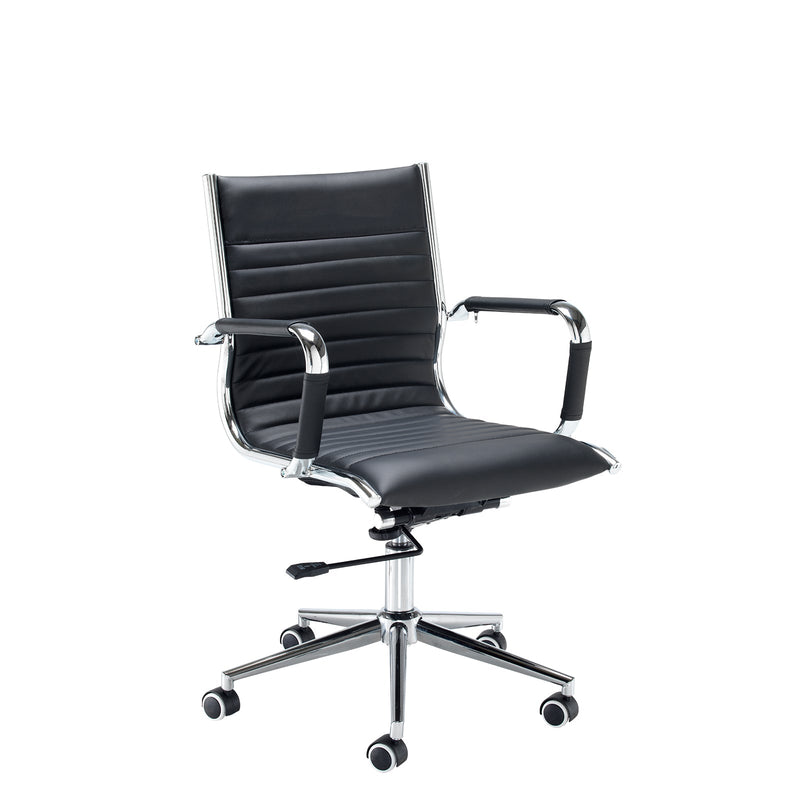 Bari Medium Back Executive Chair - Black Faux Leather - NWOF