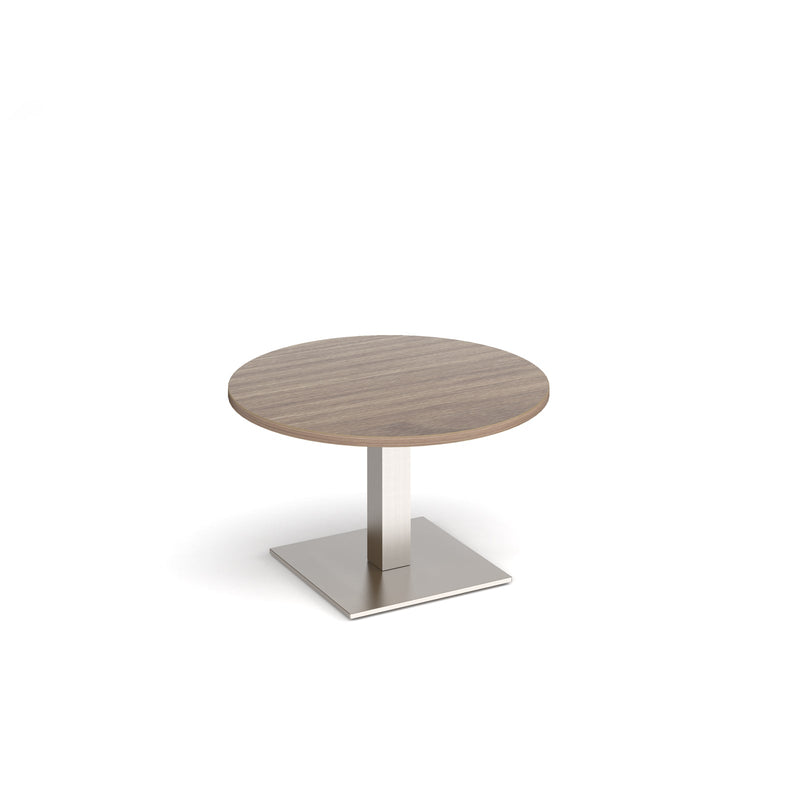 Brescia Circular Coffee Table With Flat Square Base 800mm - Barcelona Walnut - NWOF