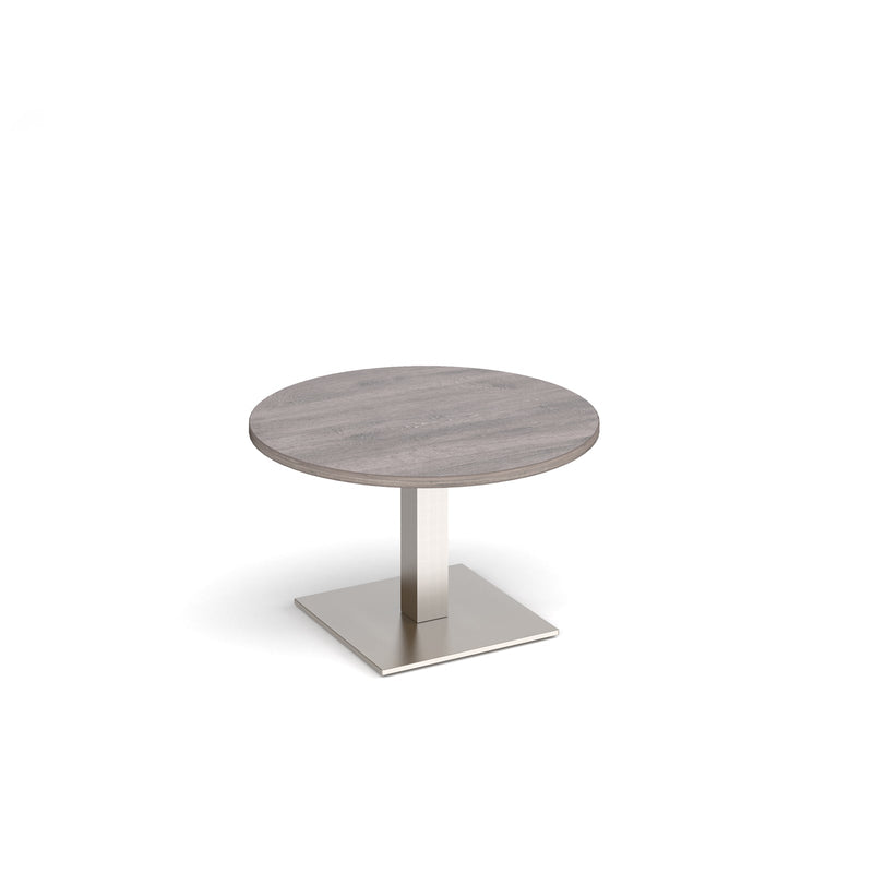 Brescia Circular Coffee Table With Flat Square Base 800mm - Grey Oak - NWOF