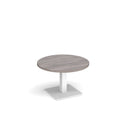 Brescia Circular Coffee Table With Flat Square Base 800mm - Grey Oak - NWOF