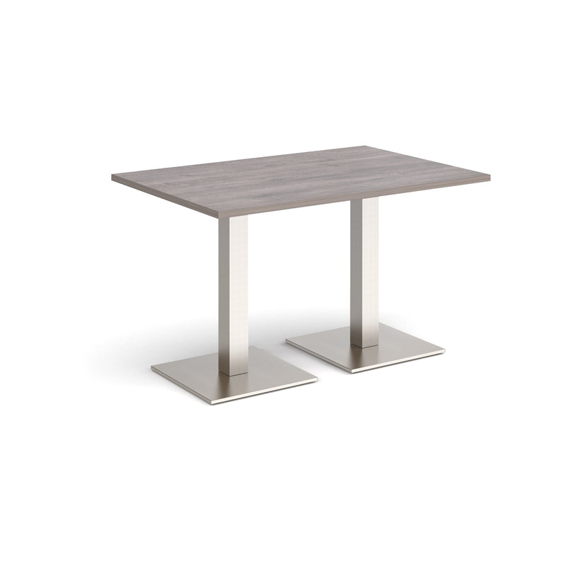 Brescia Rectangular Dining Table With Flat Square Base - Grey Oak - NWOF