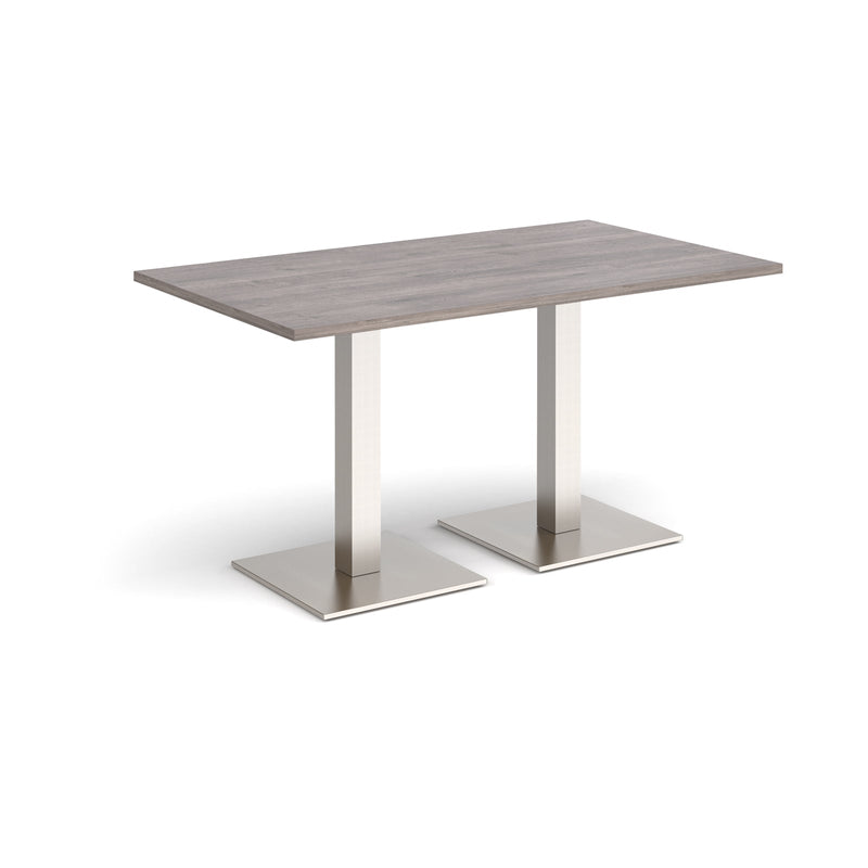 Brescia Rectangular Dining Table With Flat Square Base - Grey Oak - NWOF