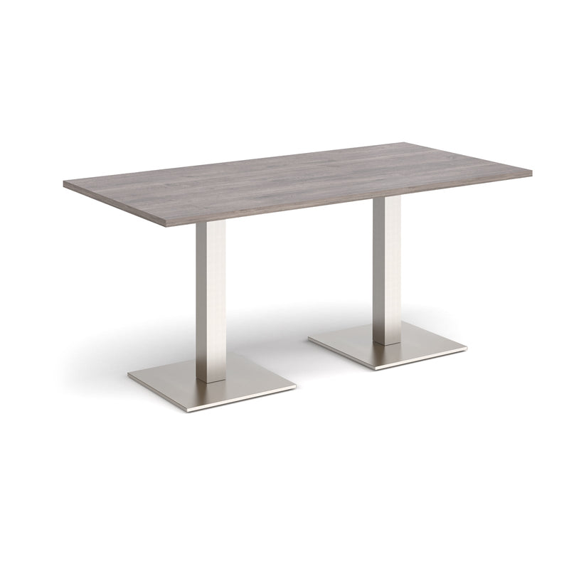 Brescia Rectangular Dining Table With Flat Square Base - Grey Oak - NWOF