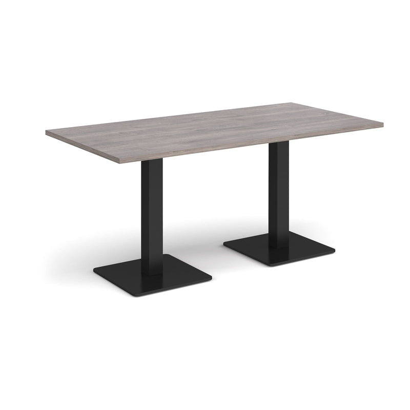 Brescia Rectangular Dining Table With Flat Square Base - Grey Oak - NWOF