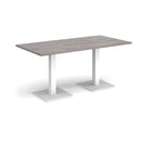 Brescia Rectangular Dining Table With Flat Square Base - Grey Oak - NWOF