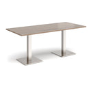 Brescia Rectangular Dining Table With Flat Square Base - Barcelona Walnut - NWOF