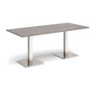 Brescia Rectangular Dining Table With Flat Square Base - Grey Oak - NWOF