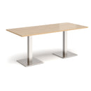 Brescia Rectangular Dining Table With Flat Square Base - Kendal Oak - NWOF