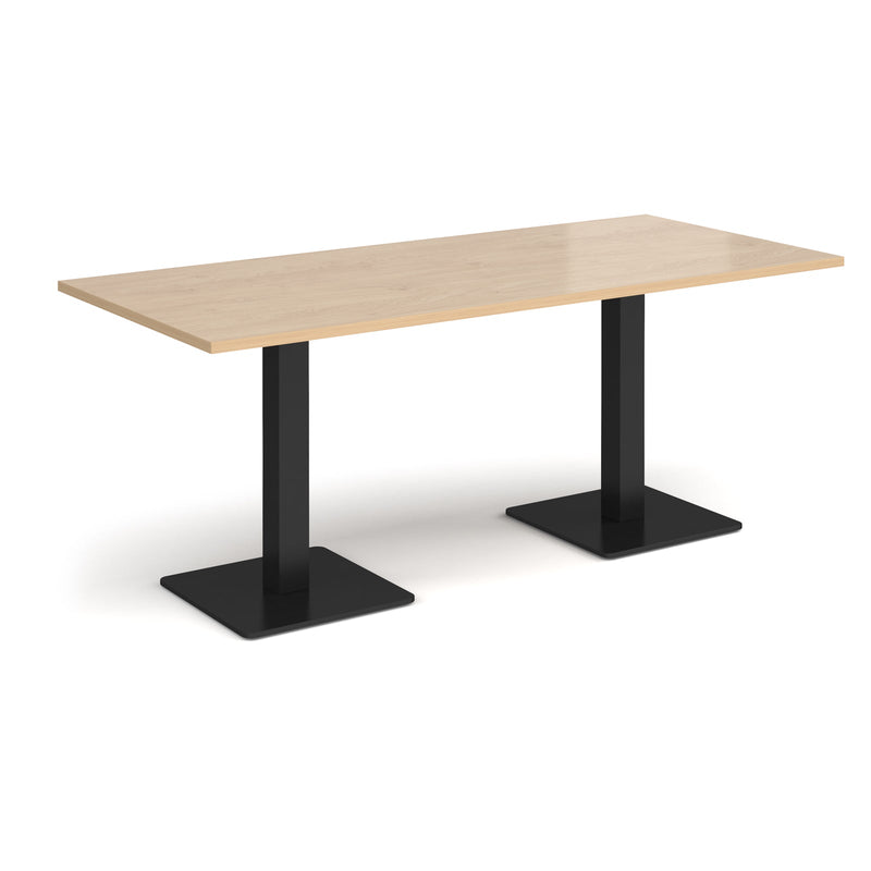 Brescia Rectangular Dining Table With Flat Square Base - Kendal Oak - NWOF