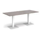 Brescia Rectangular Dining Table With Flat Square Base - Grey Oak - NWOF