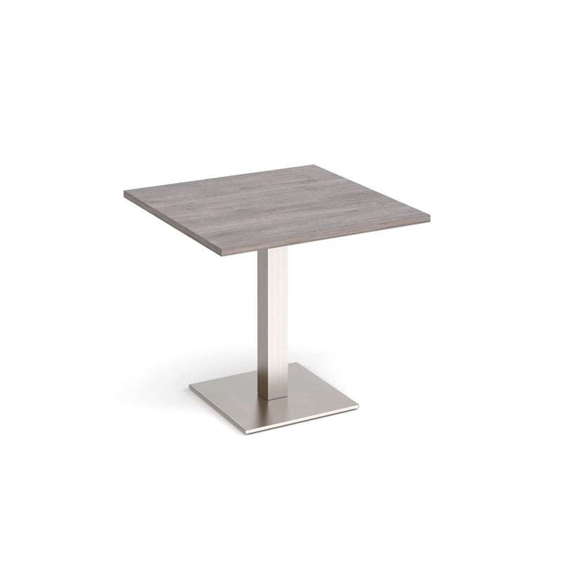 Brescia Square Dining Table With Flat Square Base 800mm - Grey Oak - NWOF