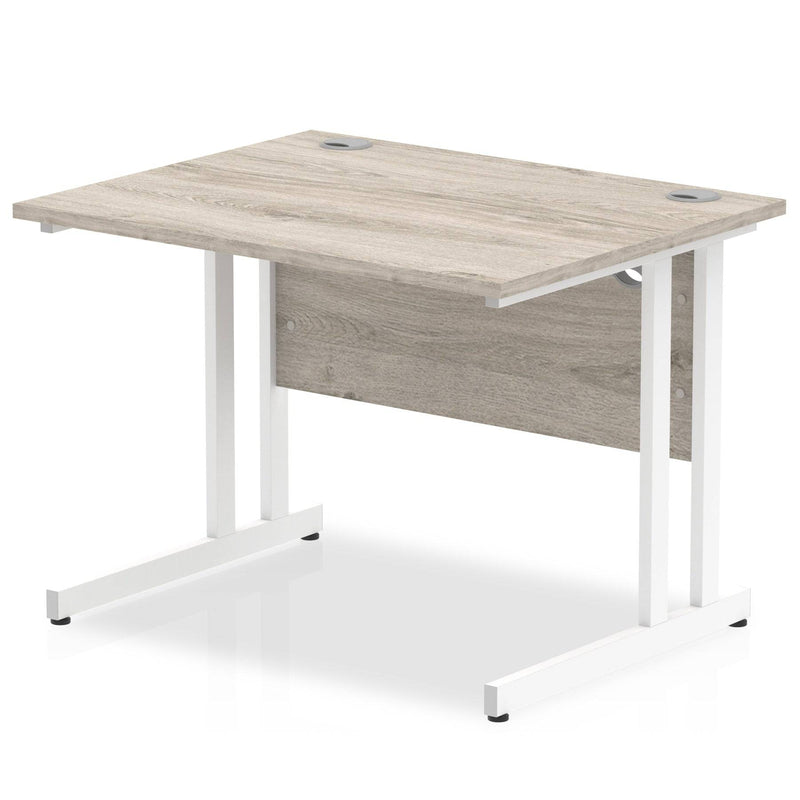 Impulse 800mm Deep Straight Desk With Cantilever Leg - Grey Oak - NWOF