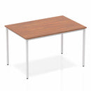 Impulse Straight Table Walnut Top Silver Box Frame Leg - NWOF