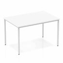 Impulse Straight Table White Top Silver Box Frame Leg - NWOF