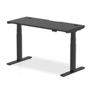 Air Black Series 600mm Deep Height Adjustable Desk Black Top with Cable Ports & Black Legs - NWOF