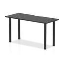 Impulse Black Series 600mm Deep Straight Desk Black Top with Cable Ports & Black Legs - NWOF