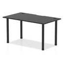 Impulse Black Series 800mm Deep Straight Desk Black Top with Cable Ports & Black Legs - NWOF