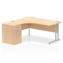 Impulse Crescent Desk With 600mm Deep Desk High Pedestal Bundle - Maple - NWOF