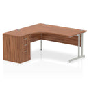 Impulse Crescent Desk With 600mm Deep Desk High Pedestal Bundle - Walnut - NWOF