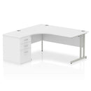 Impulse Crescent Desk With 600mm Deep Desk High Pedestal Bundle - White - NWOF