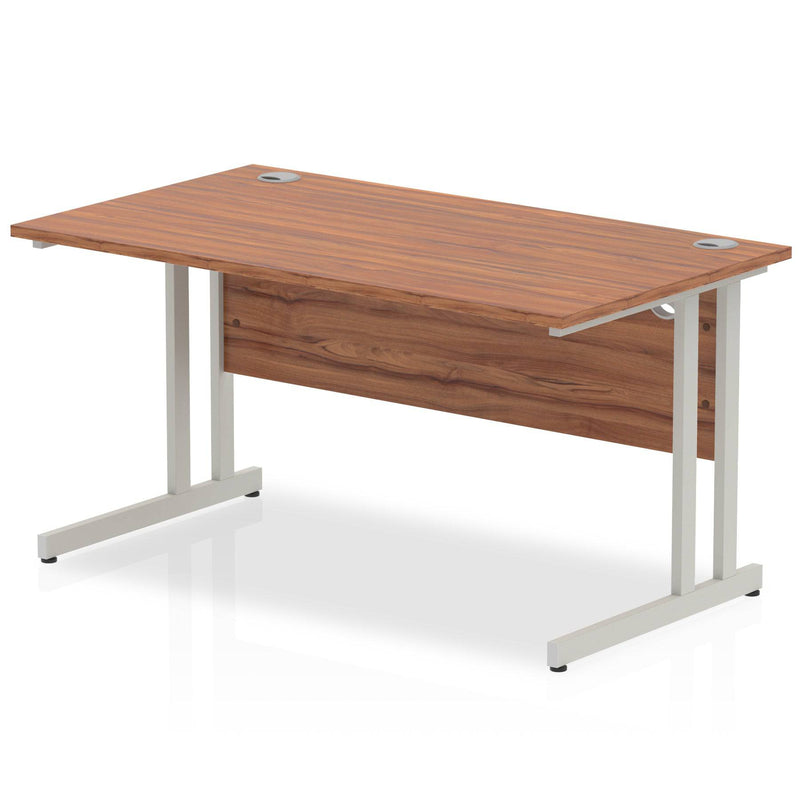 Impulse 800mm Deep Straight Desk With Cantilever Leg - Walnut - NWOF
