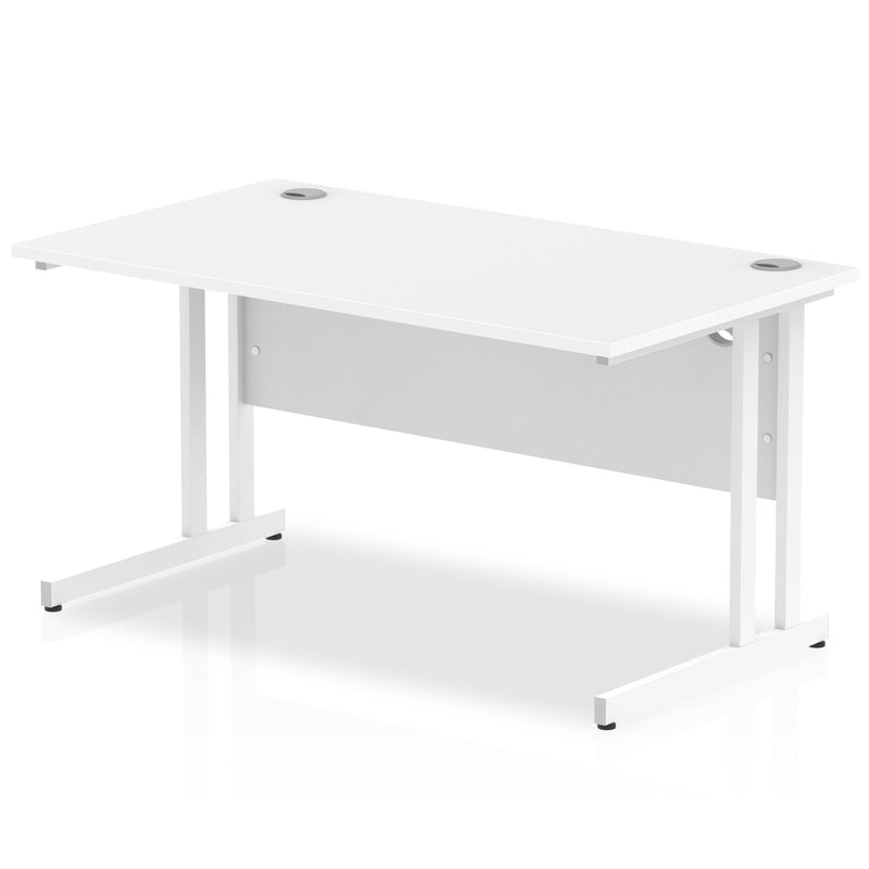 Impulse 800mm Deep Straight Desk With Cantilever Leg - White - NWOF