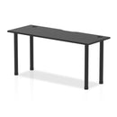 Impulse Black Series 600mm Deep Straight Desk Black Top with Cable Ports & Black Legs - NWOF