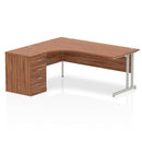 Impulse Crescent Desk With 600mm Deep Desk High Pedestal Bundle - Walnut - NWOF