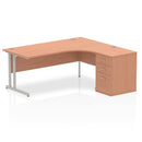 Impulse Crescent Desk With 600mm Deep Desk High Pedestal Bundle - Beech - NWOF