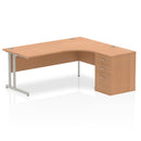 Impulse Crescent Desk With 600mm Deep Desk High Pedestal Bundle - Oak - NWOF