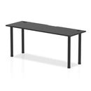 Impulse Black Series 600mm Deep Straight Desk Black Top with Cable Ports & Black Legs - NWOF