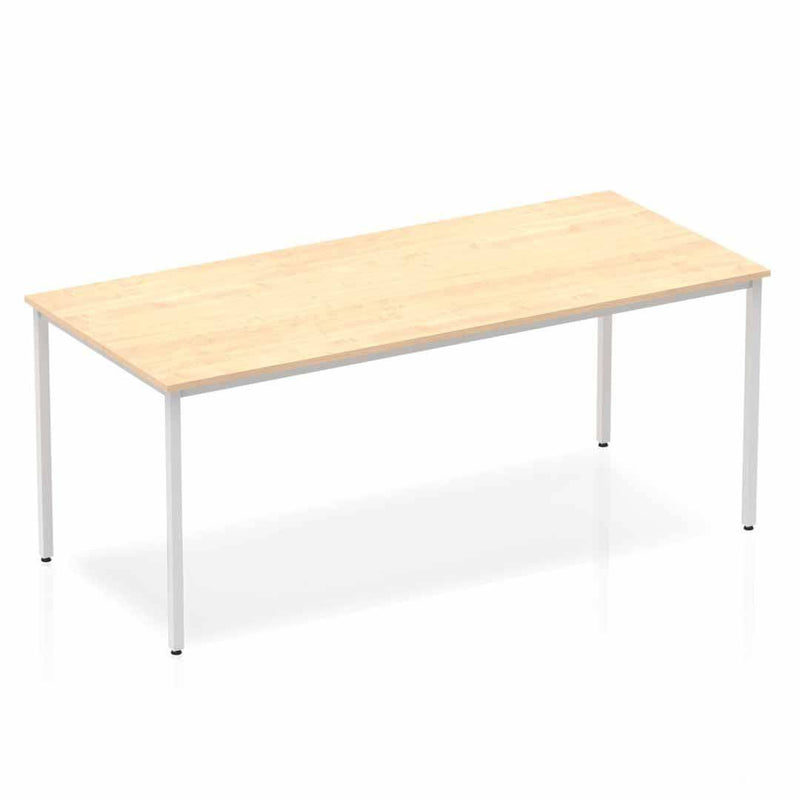 Impulse Straight Table Maple Top Silver Box Frame Leg - NWOF