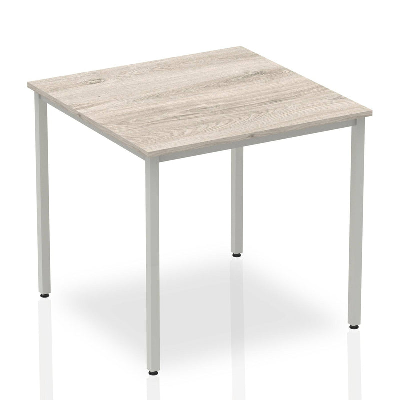 Impulse Straight Table Grey Oak Top Silver Box Frame Leg - NWOF