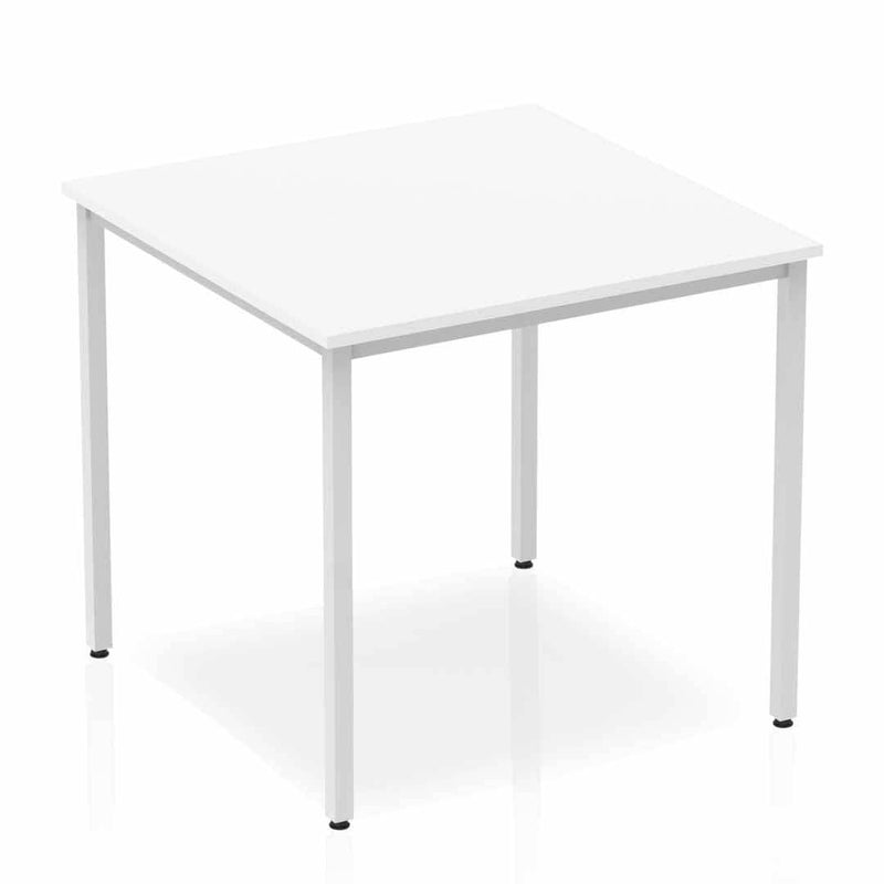 Impulse Straight Table White Top Silver Box Frame Leg - NWOF