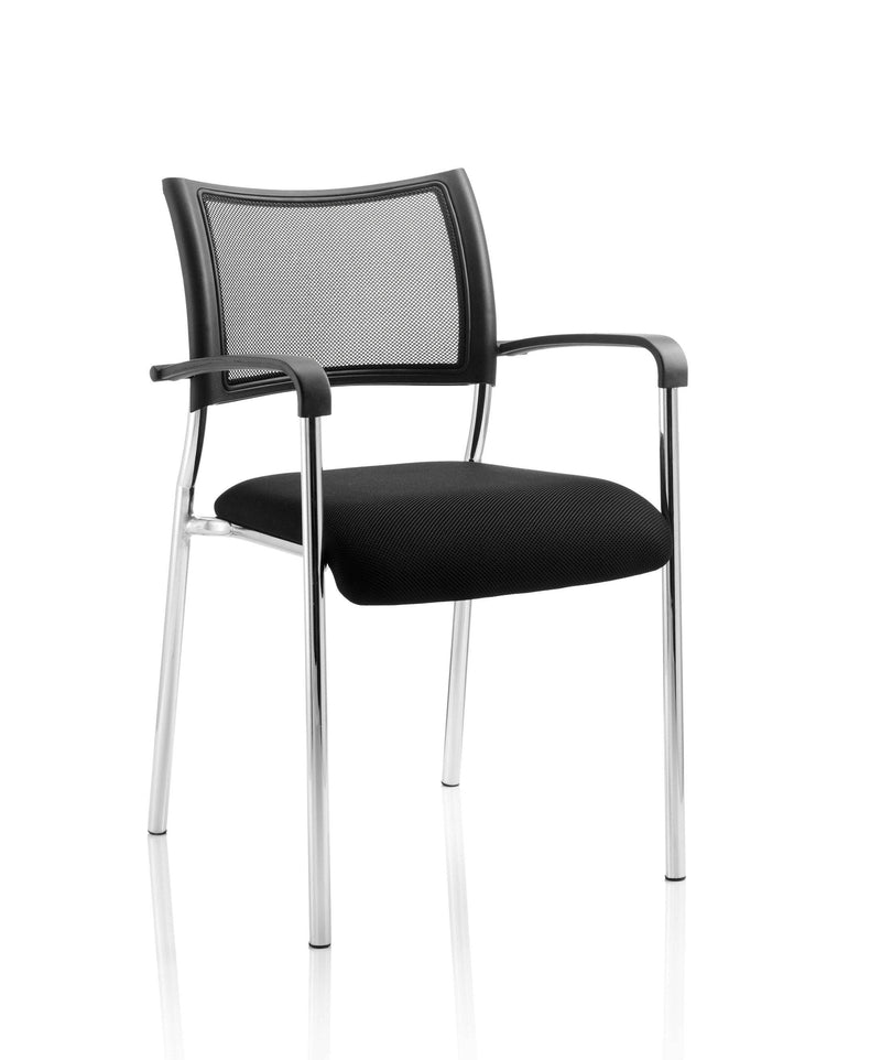 Brunswick Visitor Black Fabric Chair With Arms & Chrome Frame - NWOF