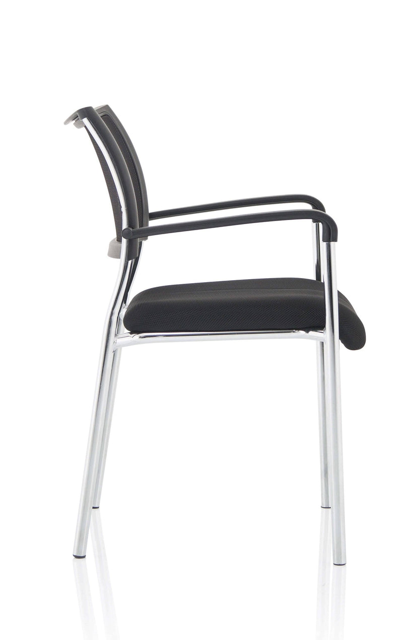 Brunswick Visitor Black Fabric Chair With Arms & Chrome Frame - NWOF