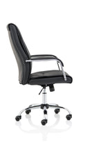 Carter Black Luxury Faux Leather Chair With Arms - NWOF