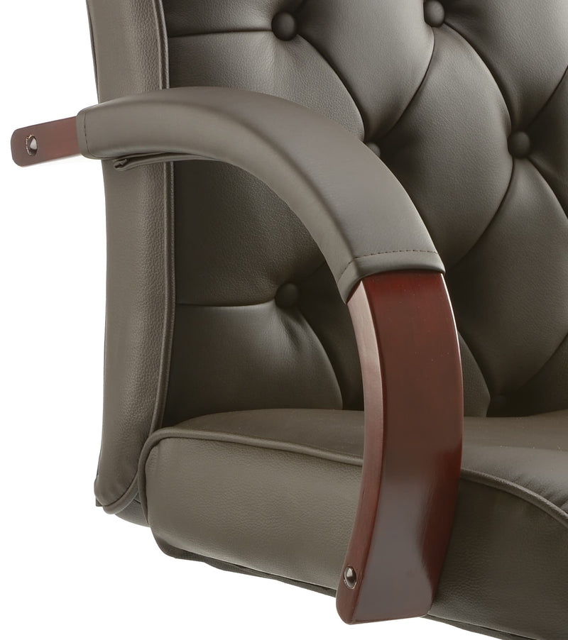 Chesterfield Executive Chair Brown Leather With Arms - NWOF
