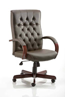 Chesterfield Executive Chair Brown Leather With Arms - NWOF