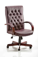 Chesterfield Executive Chair Burgundy Leather With Arms - NWOF