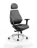 Chiro Plus Ultimate Black Leather Chair With Arms & Headrest - NWOF