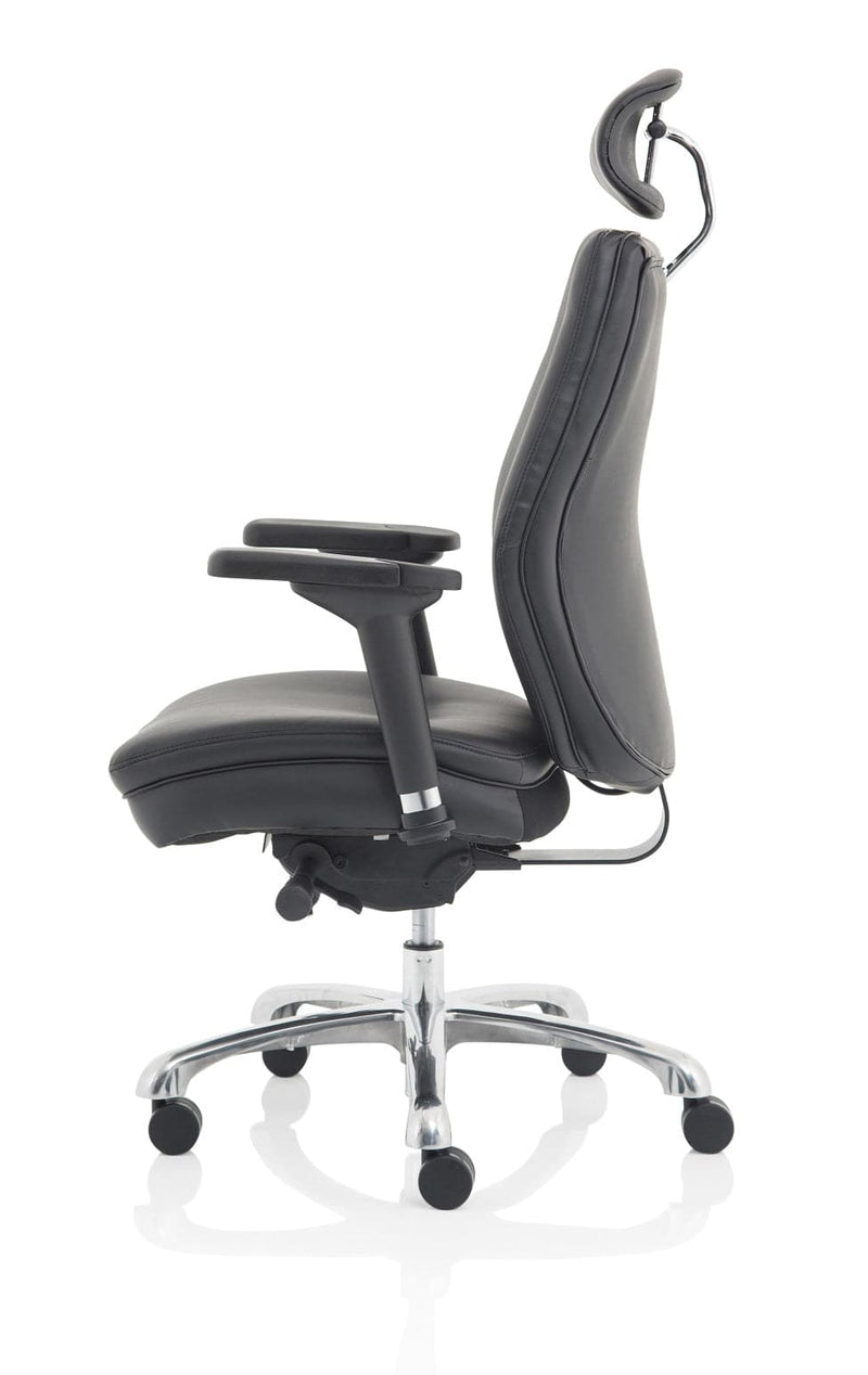 Domino Black Bonded Leather Chair With Arms & Headrest - NWOF