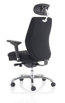 Domino Black Fabric Chair With Arms & Headrest - NWOF