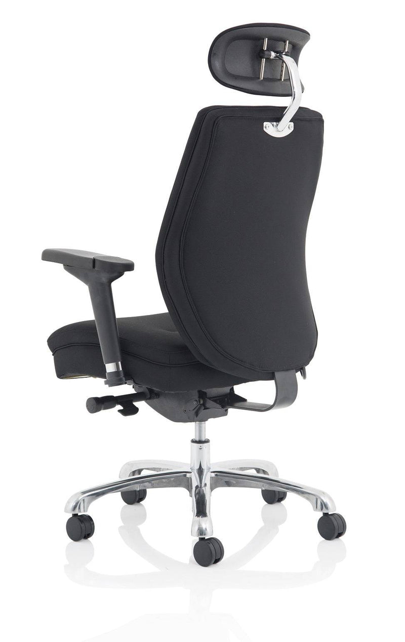 Domino Black Fabric Chair With Arms & Headrest - NWOF