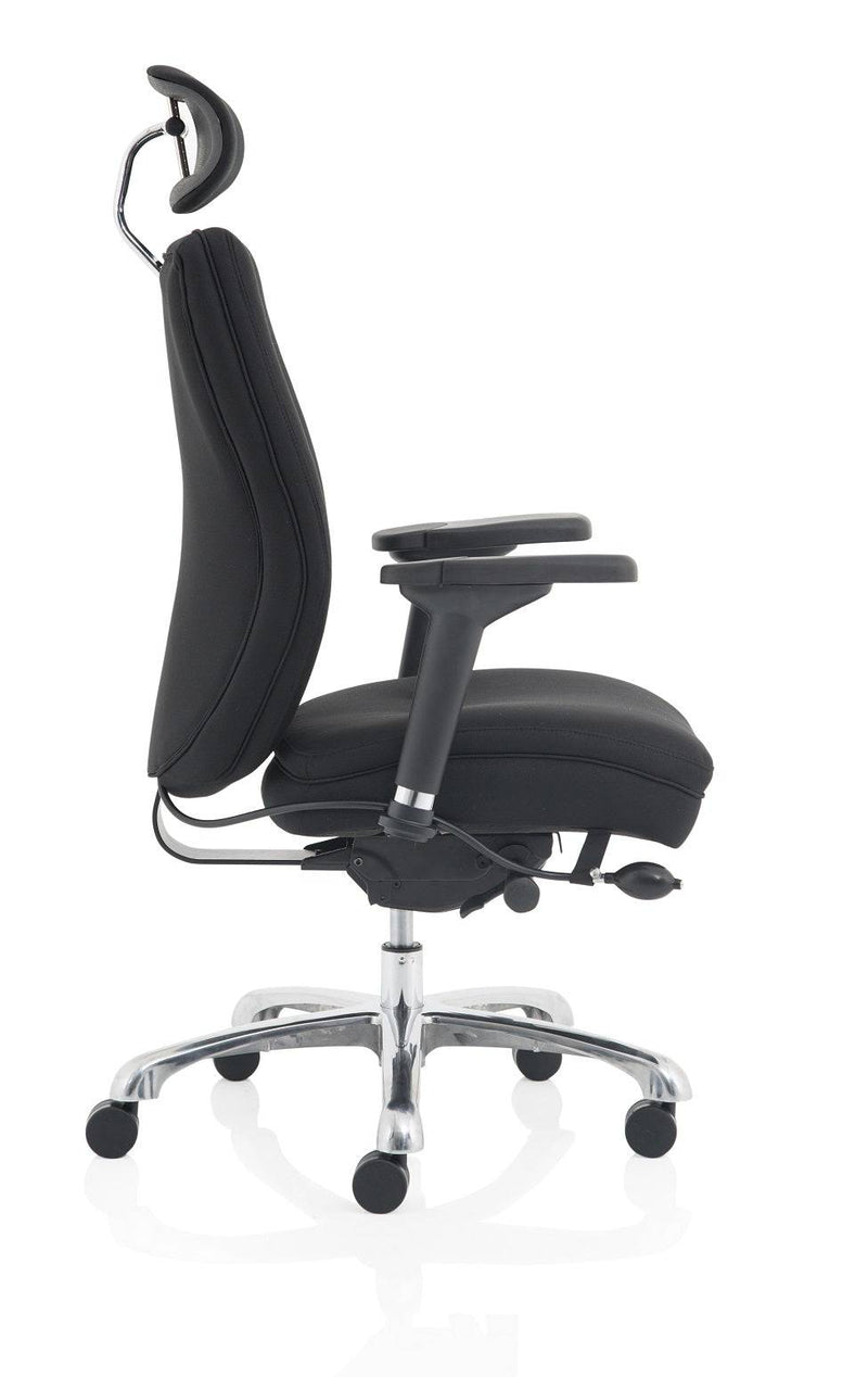 Domino Black Fabric Chair With Arms & Headrest - NWOF