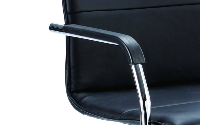 Echo Cantilever Chair Black Soft Bonded Leather With Arms - NWOF