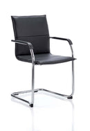 Echo Cantilever Chair Black Soft Bonded Leather With Arms - NWOF