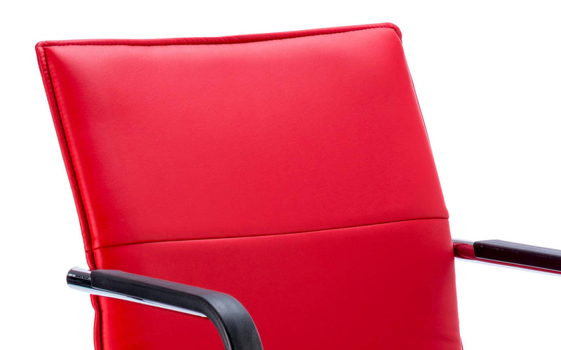 Echo Cantilever Chair Red Soft Bonded Leather With Arms - NWOF