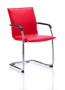 Echo Cantilever Chair Red Soft Bonded Leather With Arms - NWOF