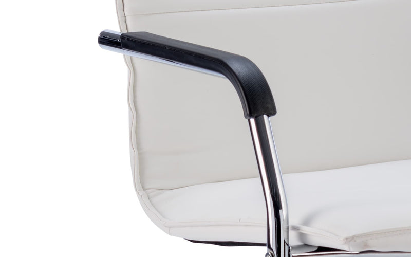 Echo Cantilever Chair White Soft Bonded Leather With Arms - NWOF